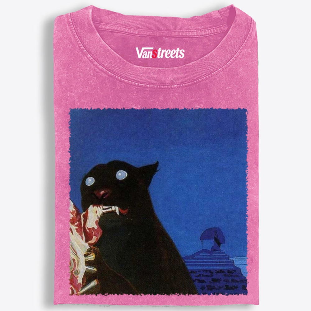 Ancient Demon Cat Retro Washed T-Shirt | 100% Cotton | Streetwear Essential