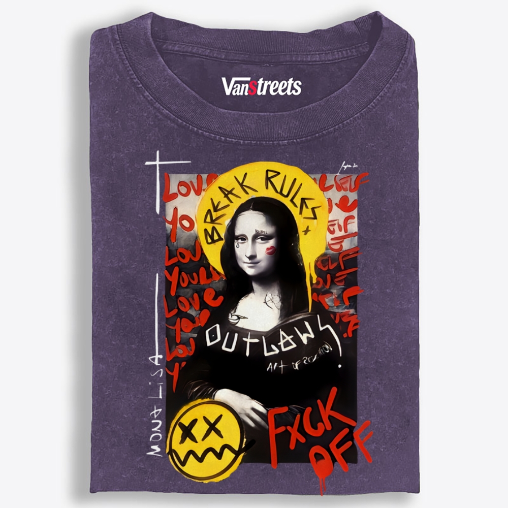 Rebel Mona Lisa Retro Washed T-Shirt | 100% Cotton | Streetwear Essential