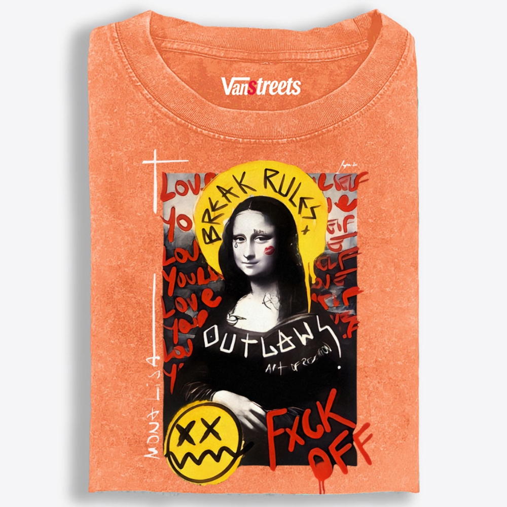 Rebel Mona Lisa Retro Washed T-Shirt | 100% Cotton | Streetwear Essential