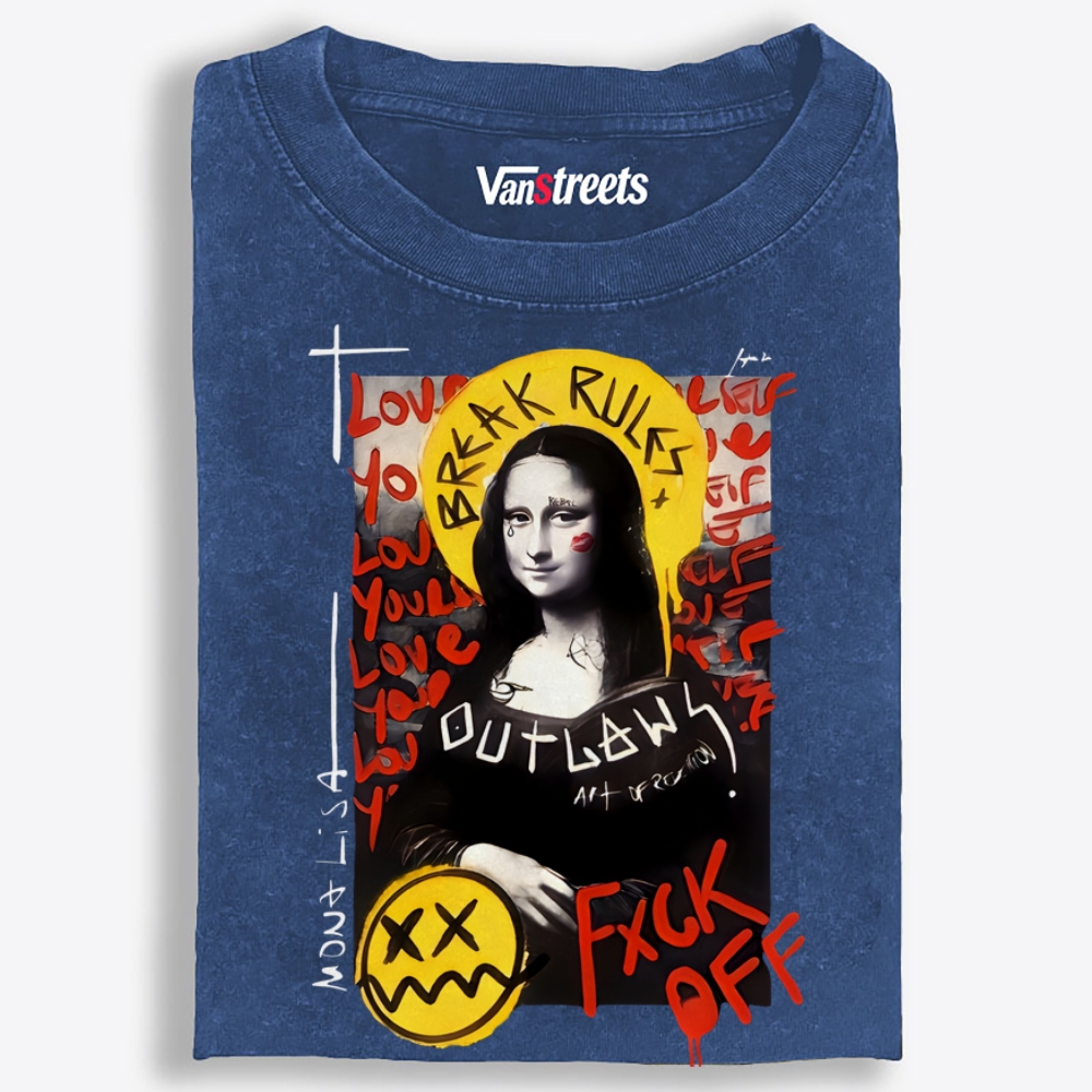 Rebel Mona Lisa Retro Washed T-Shirt | 100% Cotton | Streetwear Essential