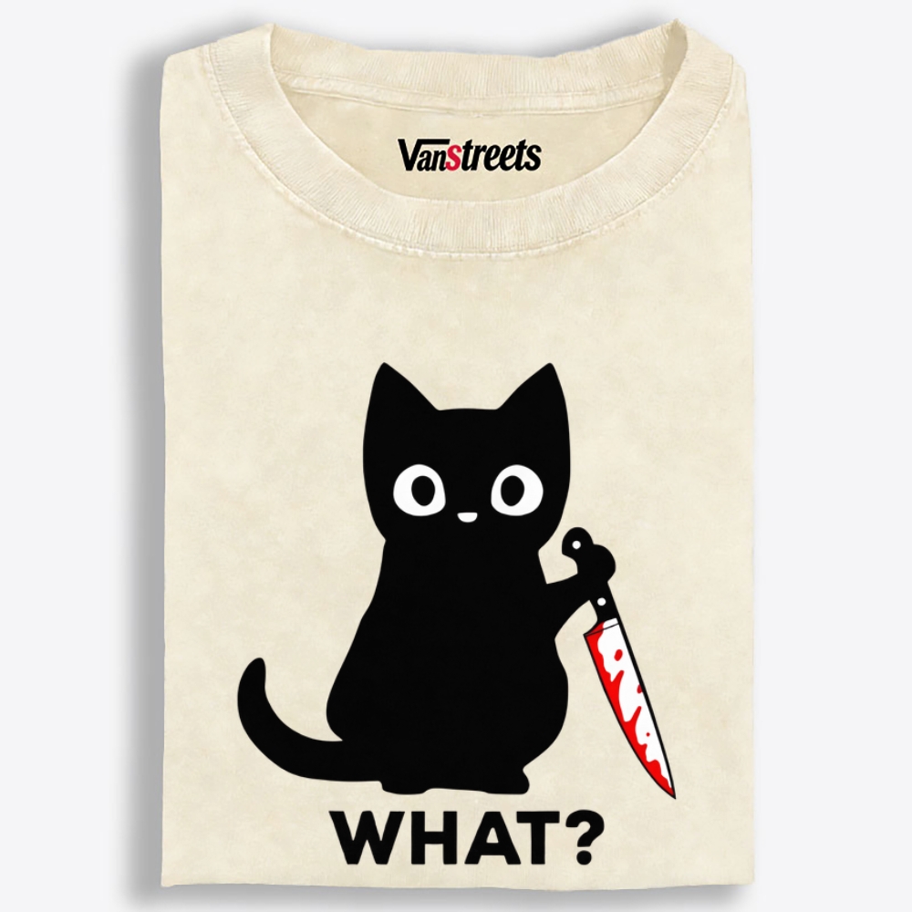 Innocent Cat Retro Washed T-Shirt | 100% Cotton | Streetwear Essential