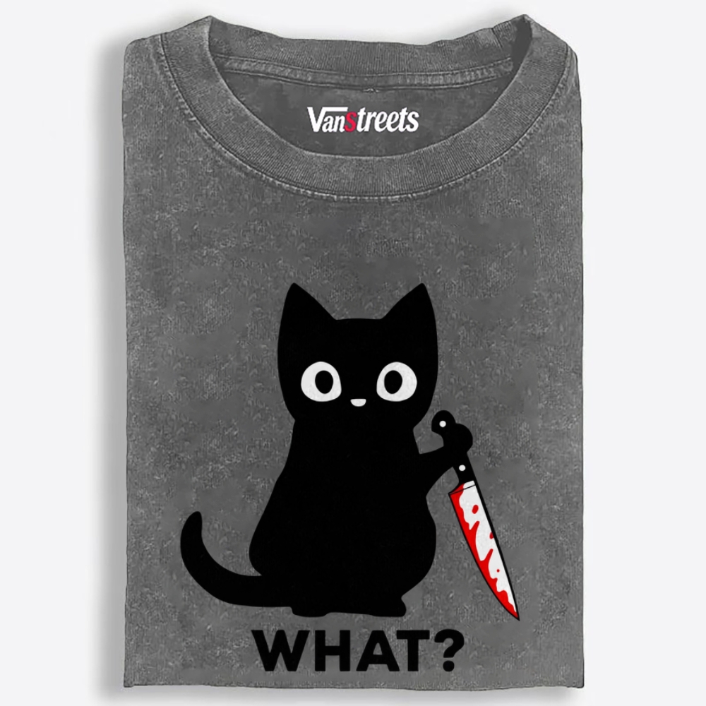 Innocent Cat Retro Washed T-Shirt | 100% Cotton | Streetwear Essential