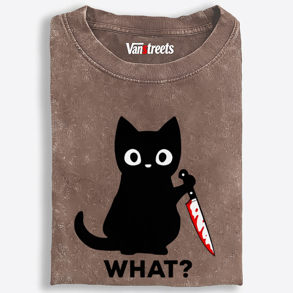 Innocent Cat Retro Washed T-Shirt | 100% Cotton | Streetwear Essential