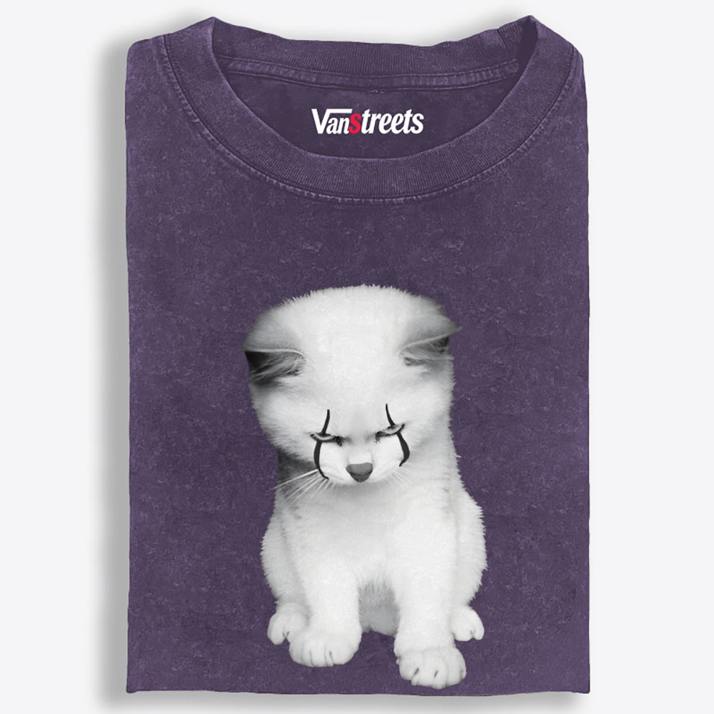 Crybaby White Cat · Emo Tears Retro Washed T-Shirt | 100% Cotton | Streetwear Essential
