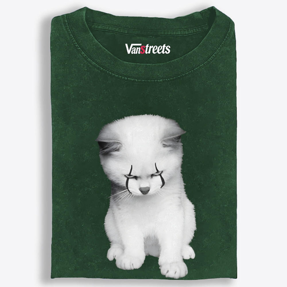Crybaby White Cat · Emo Tears Retro Washed T-Shirt | 100% Cotton | Streetwear Essential