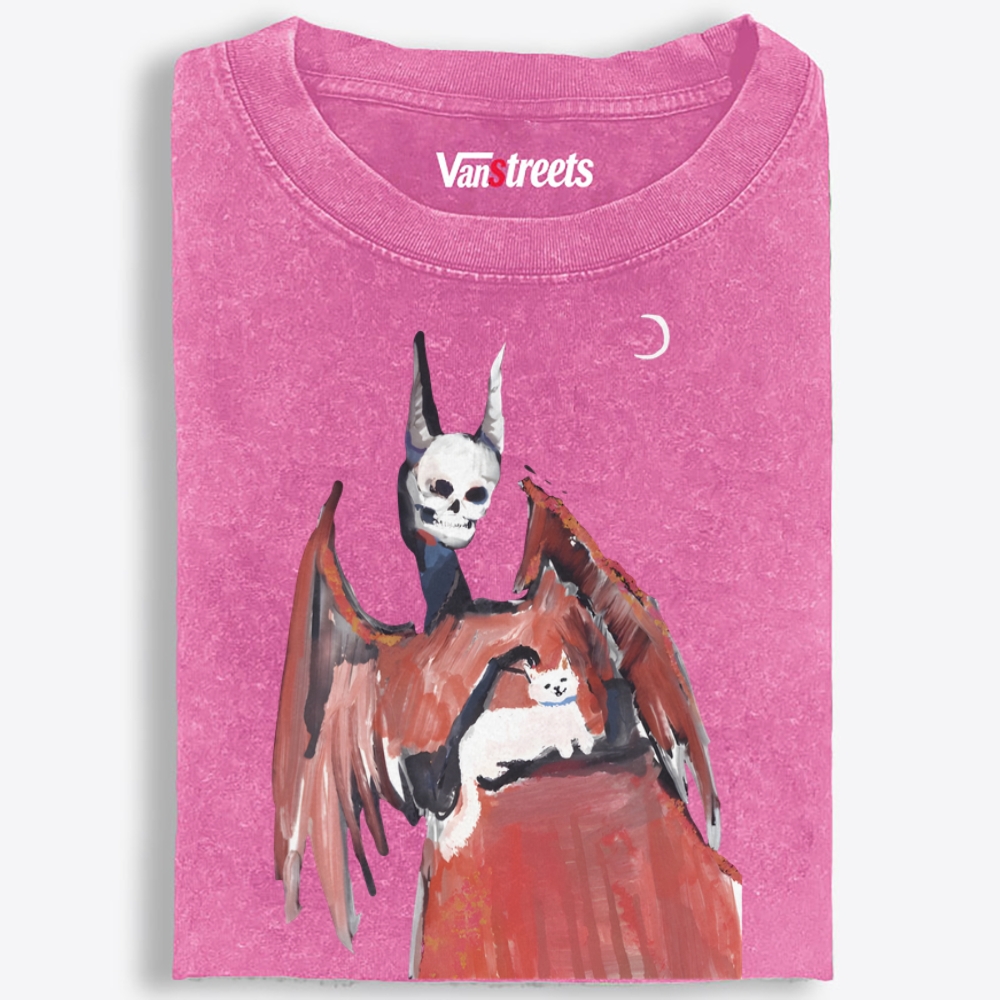 Gothic Skull Cat Servant Retro Washed T-Shirt | 100% Cotton | Streetwear Essential