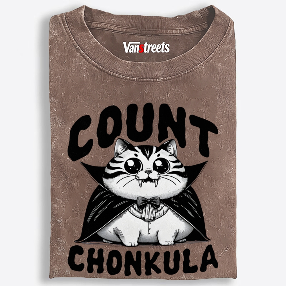 Count Chonkula Retro Washed T-Shirt | 100% Cotton | Streetwear Essential