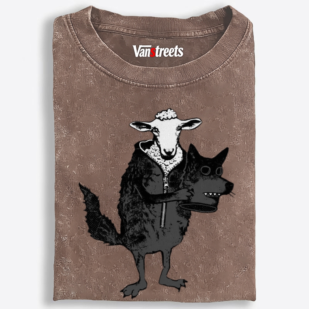 Sheep in Wolf's Clothing Retro Washed T-Shirt | 100% Cotton | Streetwear Essential