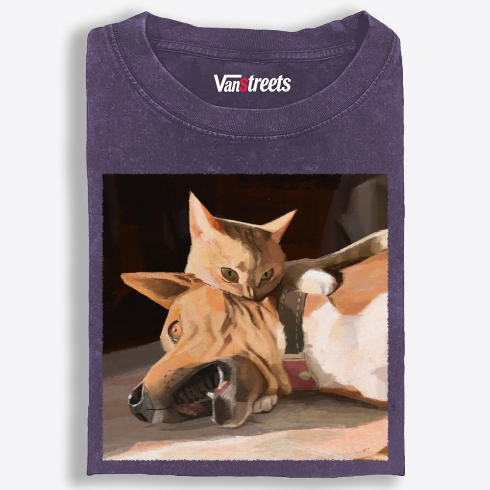 Don't Mess With The Cat Retro Washed T-Shirt | 100% Cotton | Streetwear Essential