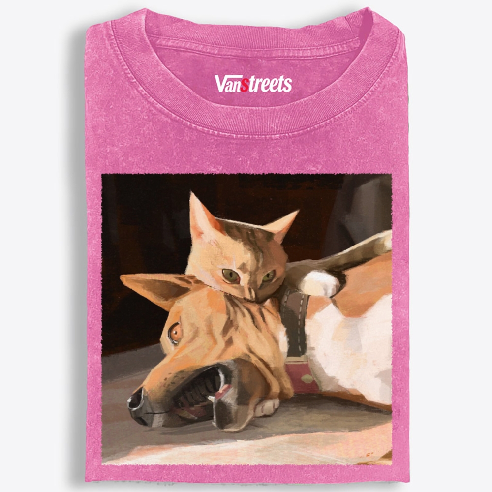 Don't Mess With The Cat Retro Washed T-Shirt | 100% Cotton | Streetwear Essential