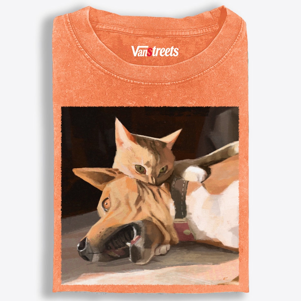 Don't Mess With The Cat Retro Washed T-Shirt | 100% Cotton | Streetwear Essential