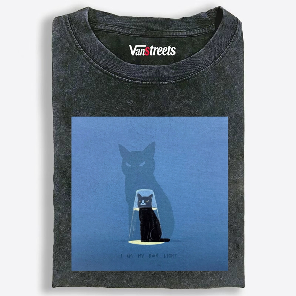 Slash Cute Cat Retro Washed T-Shirt | 100% Cotton | Streetwear Essential
