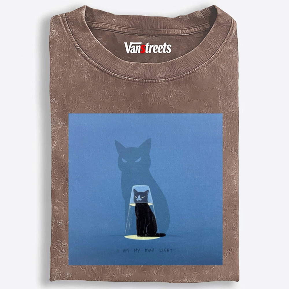 Slash Cute Cat Retro Washed T-Shirt | 100% Cotton | Streetwear Essential