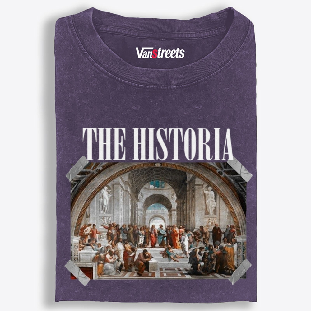 The Historia - School of Athens Retro Washed T-Shirt | 100% Cotton | Streetwear Essential
