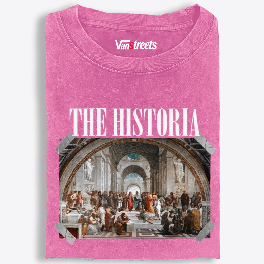The Historia - School of Athens Retro Washed T-Shirt | 100% Cotton | Streetwear Essential