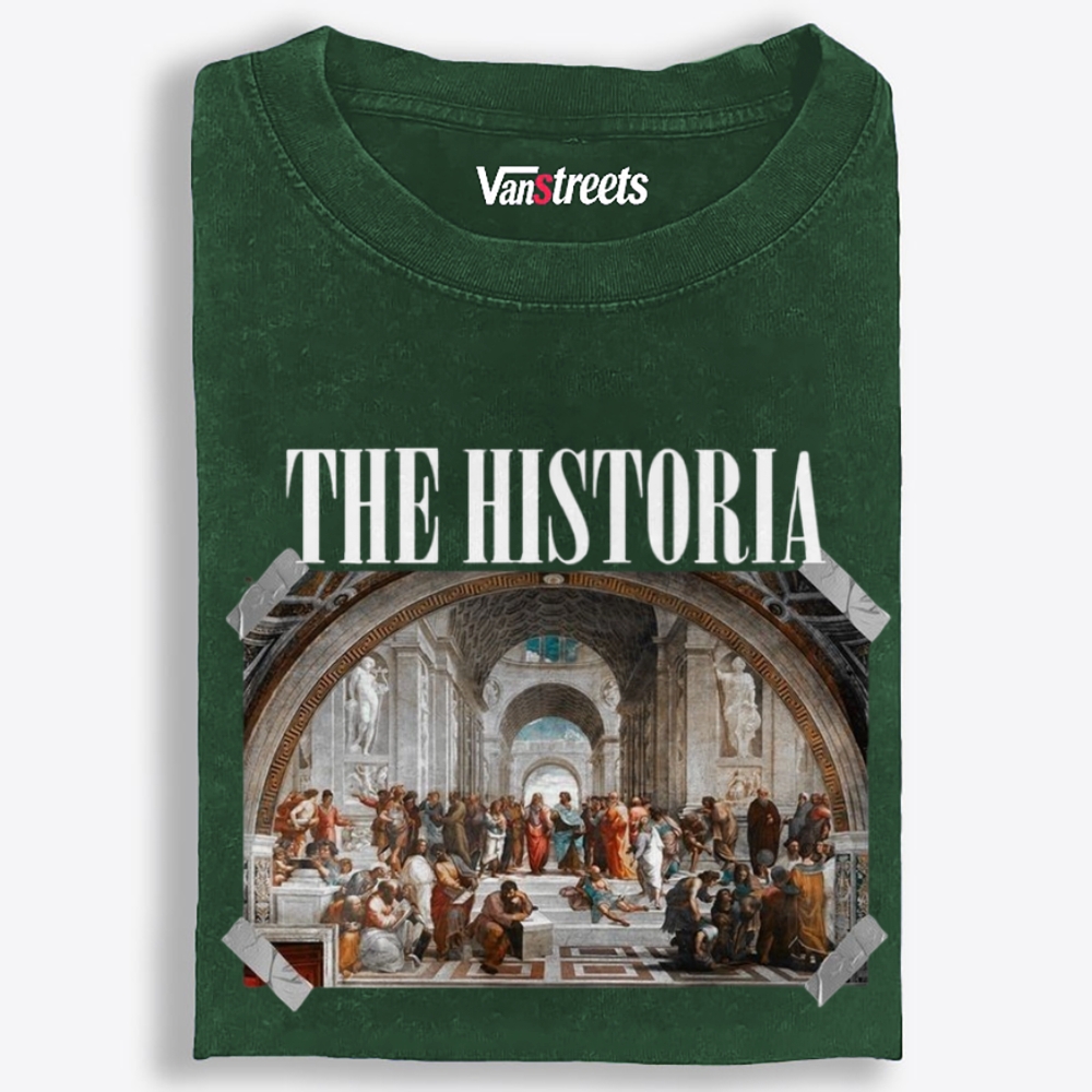 The Historia - School of Athens Retro Washed T-Shirt | 100% Cotton | Streetwear Essential