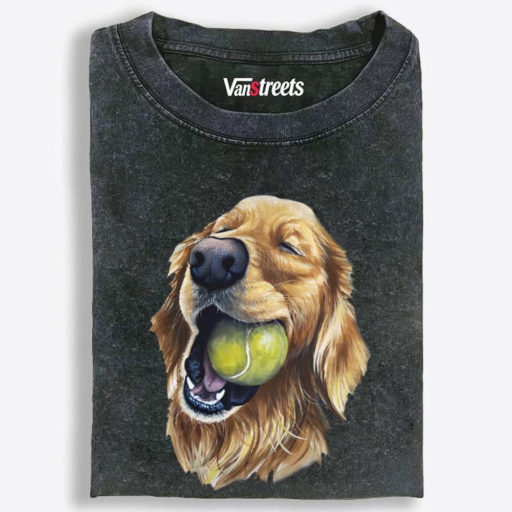 Happy Ball Golden Retro Washed T-Shirt | 100% Cotton | Streetwear Essential