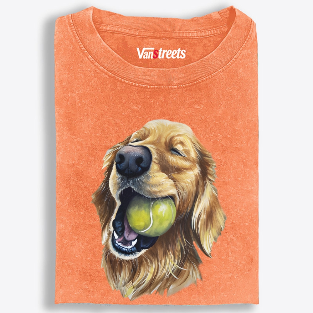 Happy Ball Golden Retro Washed T-Shirt | 100% Cotton | Streetwear Essential