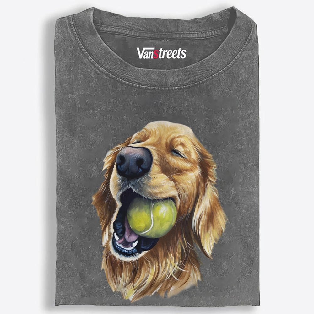 Happy Ball Golden Retro Washed T-Shirt | 100% Cotton | Streetwear Essential