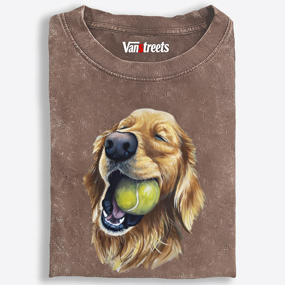 Happy Ball Golden Retro Washed T-Shirt | 100% Cotton | Streetwear Essential
