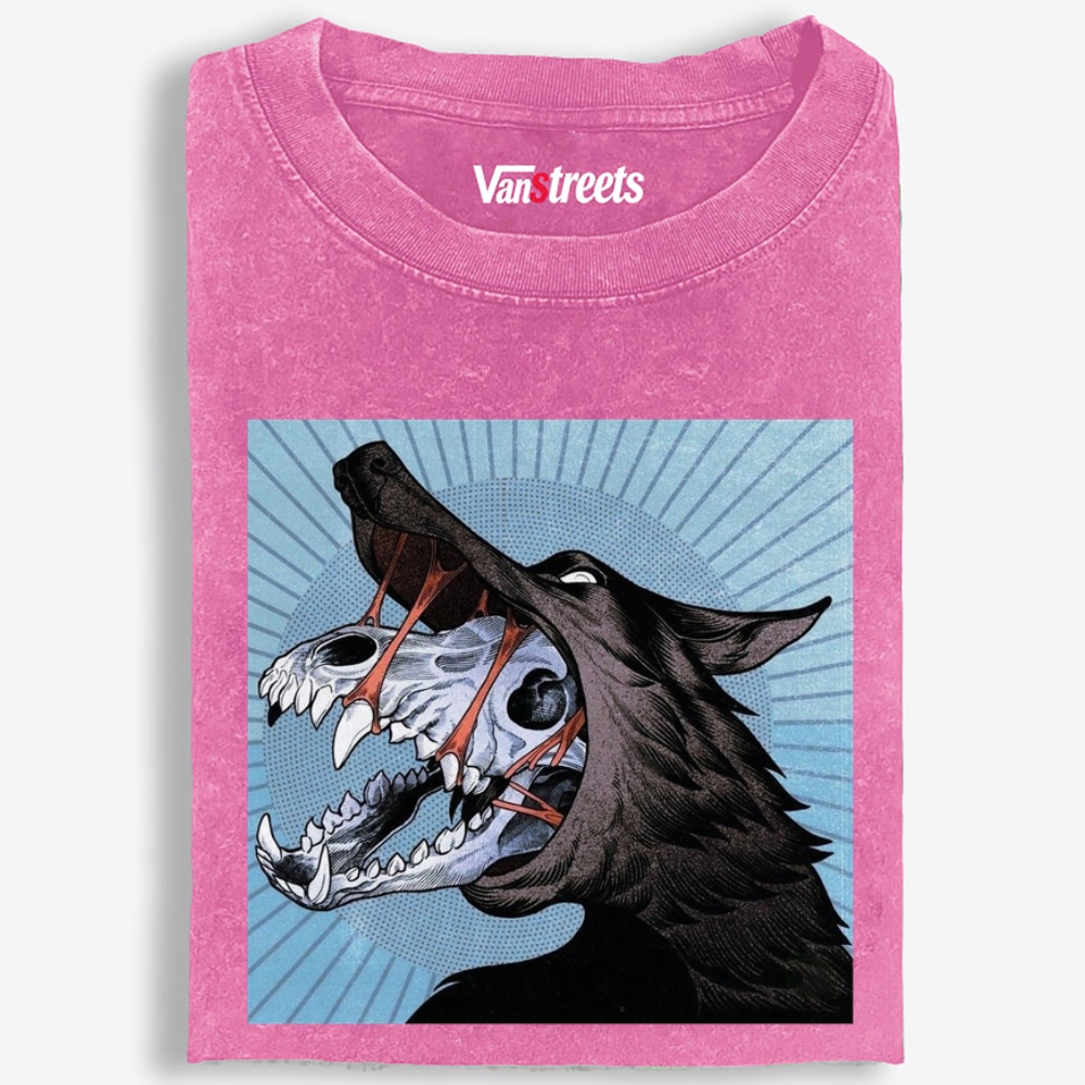 Skull Beneath the Wolf Retro Washed T-Shirt | 100% Cotton | Streetwear Essential