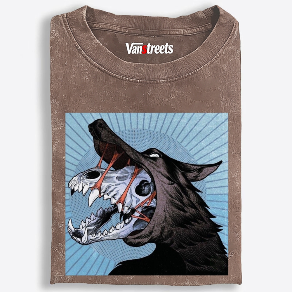Skull Beneath the Wolf Retro Washed T-Shirt | 100% Cotton | Streetwear Essential