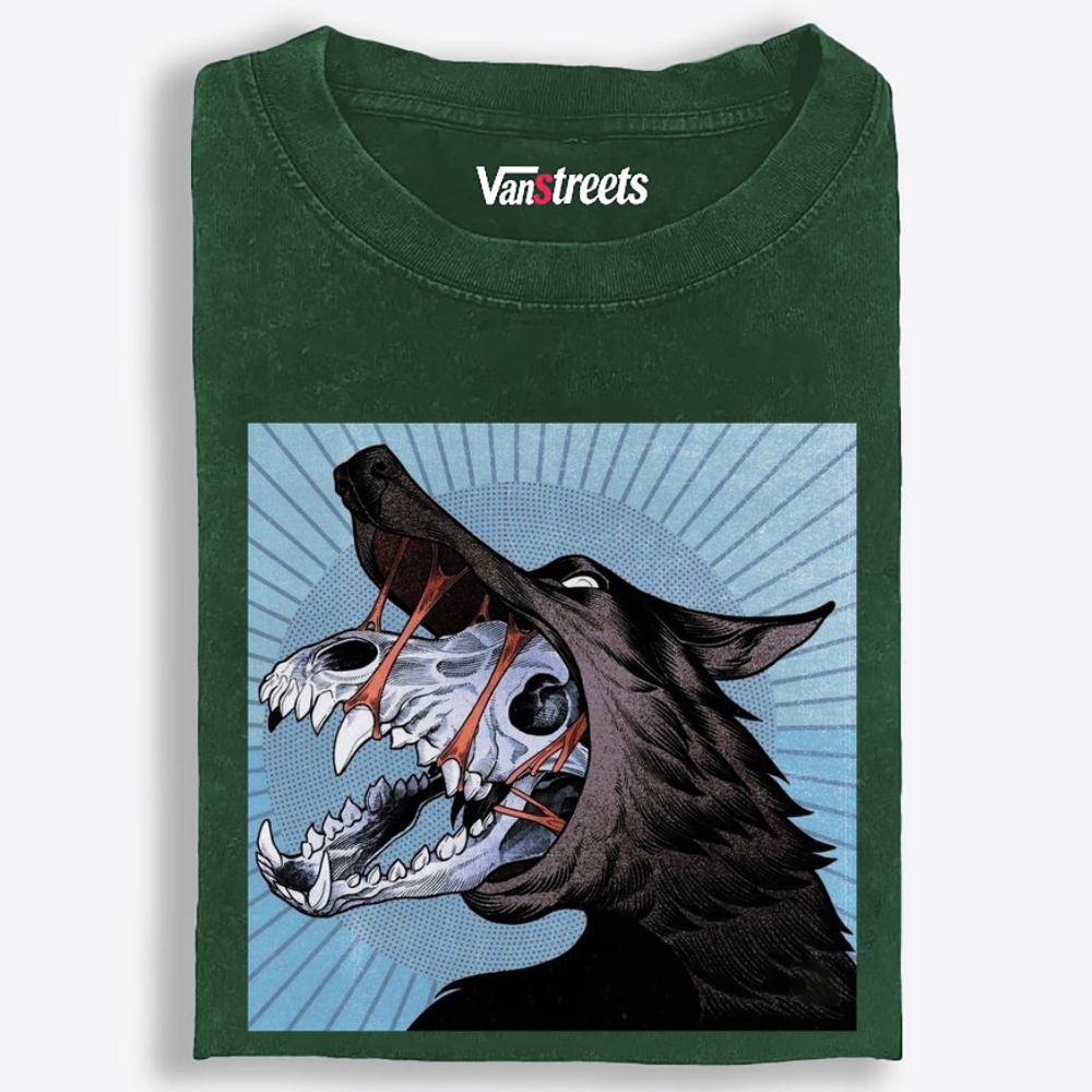 Skull Beneath the Wolf Retro Washed T-Shirt | 100% Cotton | Streetwear Essential