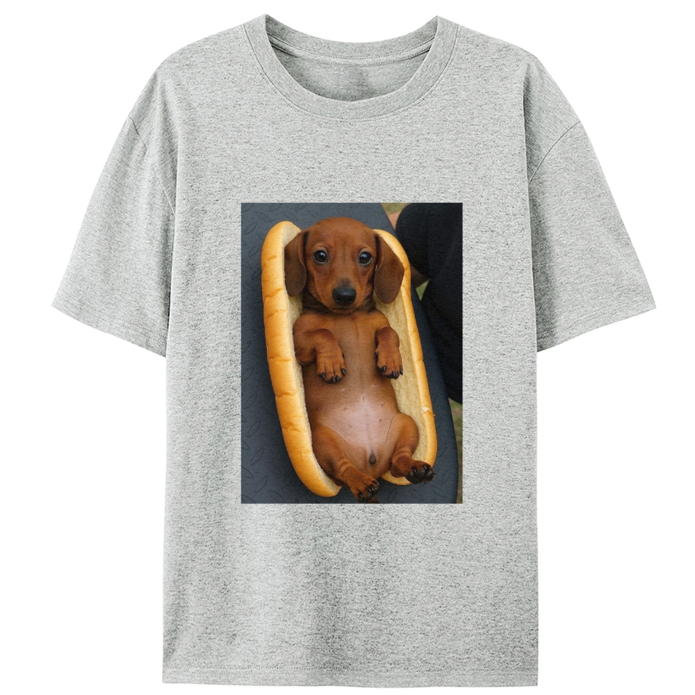 Hot Dog Dachshund Meme Retro Designed for Women - Slim Fit Cotton Tee