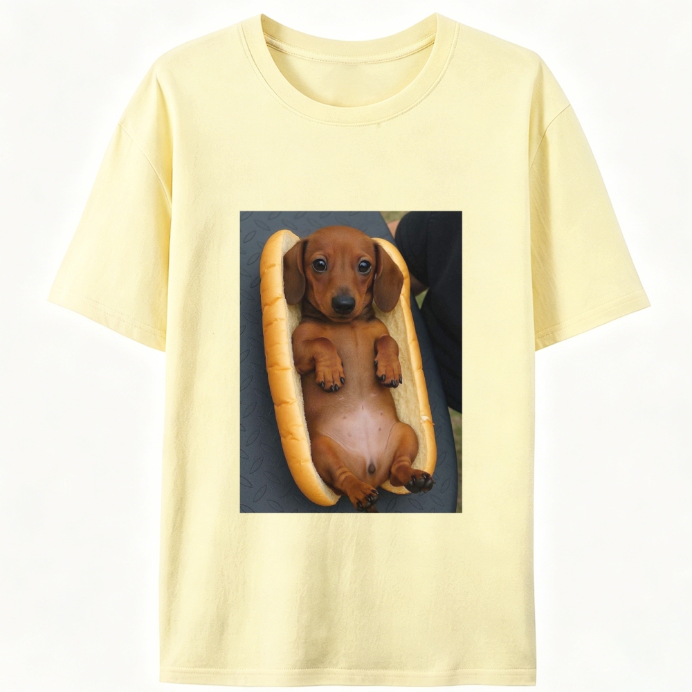 Hot Dog Dachshund Meme Retro Designed for Women - Slim Fit Cotton Tee