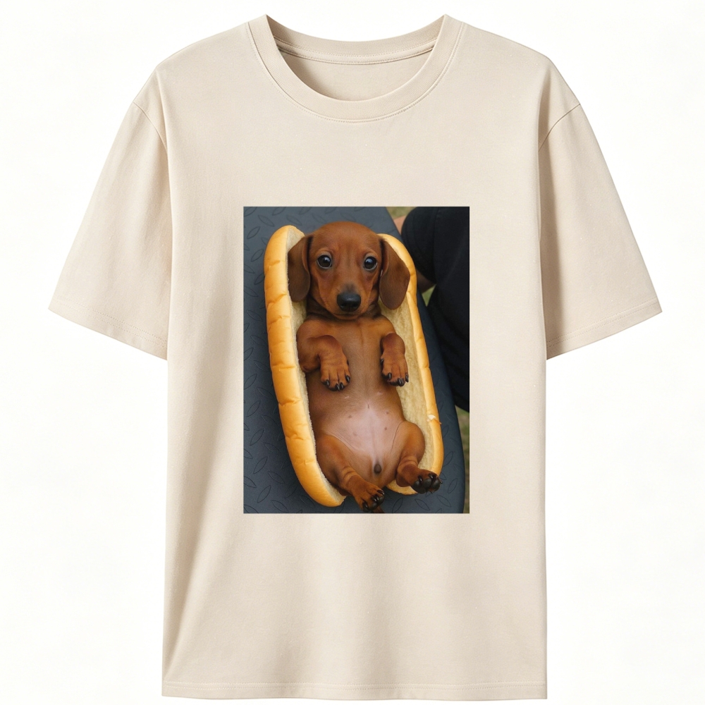Hot Dog Dachshund Meme Retro Designed for Women - Slim Fit Cotton Tee
