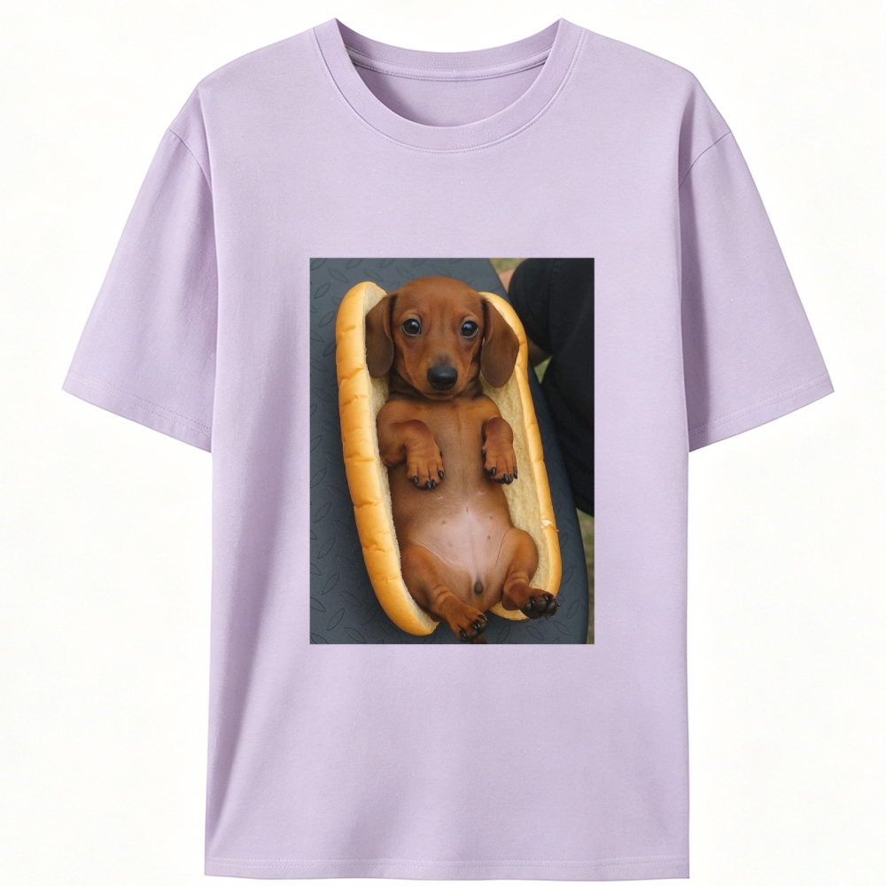 Hot Dog Dachshund Meme Retro Designed for Women - Slim Fit Cotton Tee