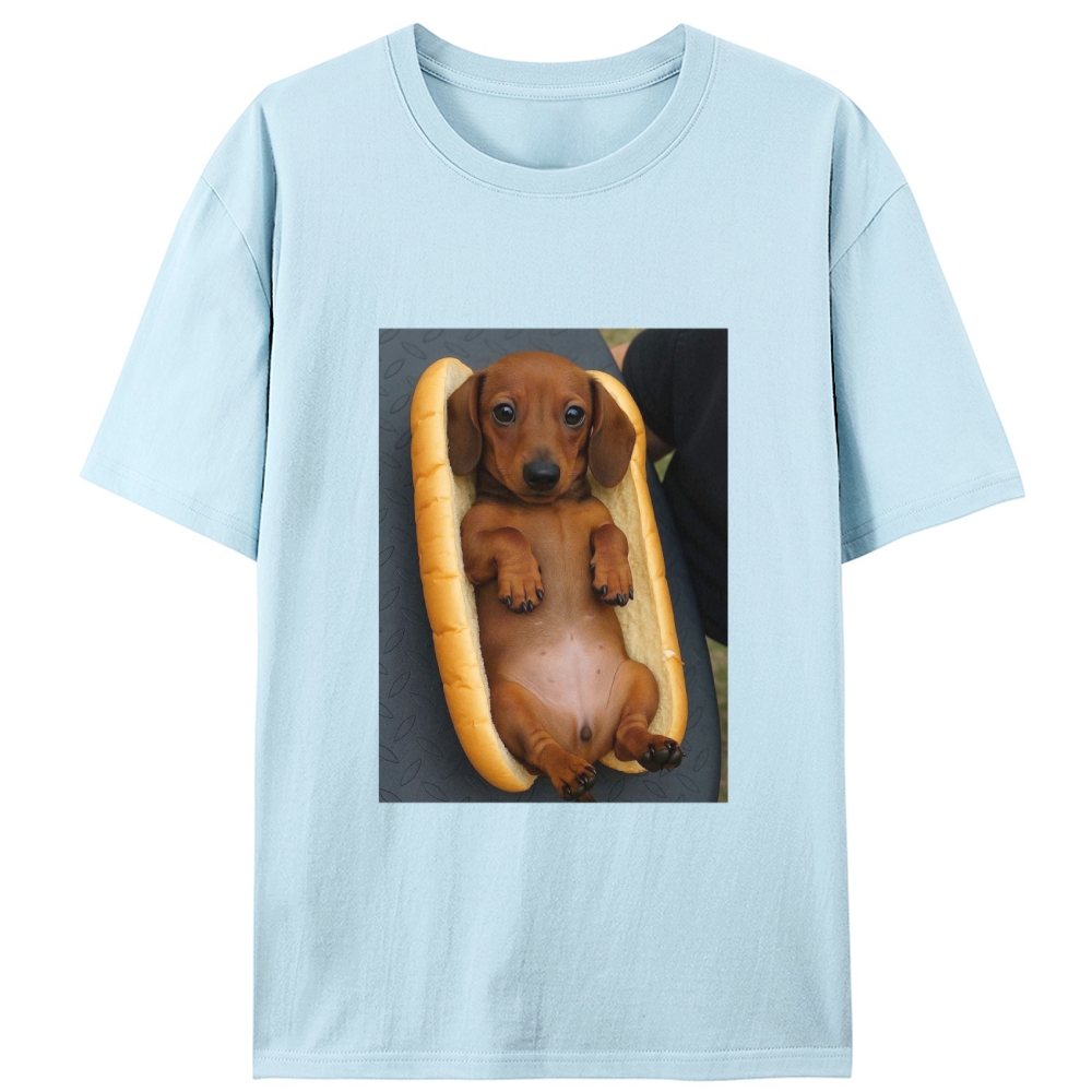 Hot Dog Dachshund Meme Retro Designed for Women - Slim Fit Cotton Tee