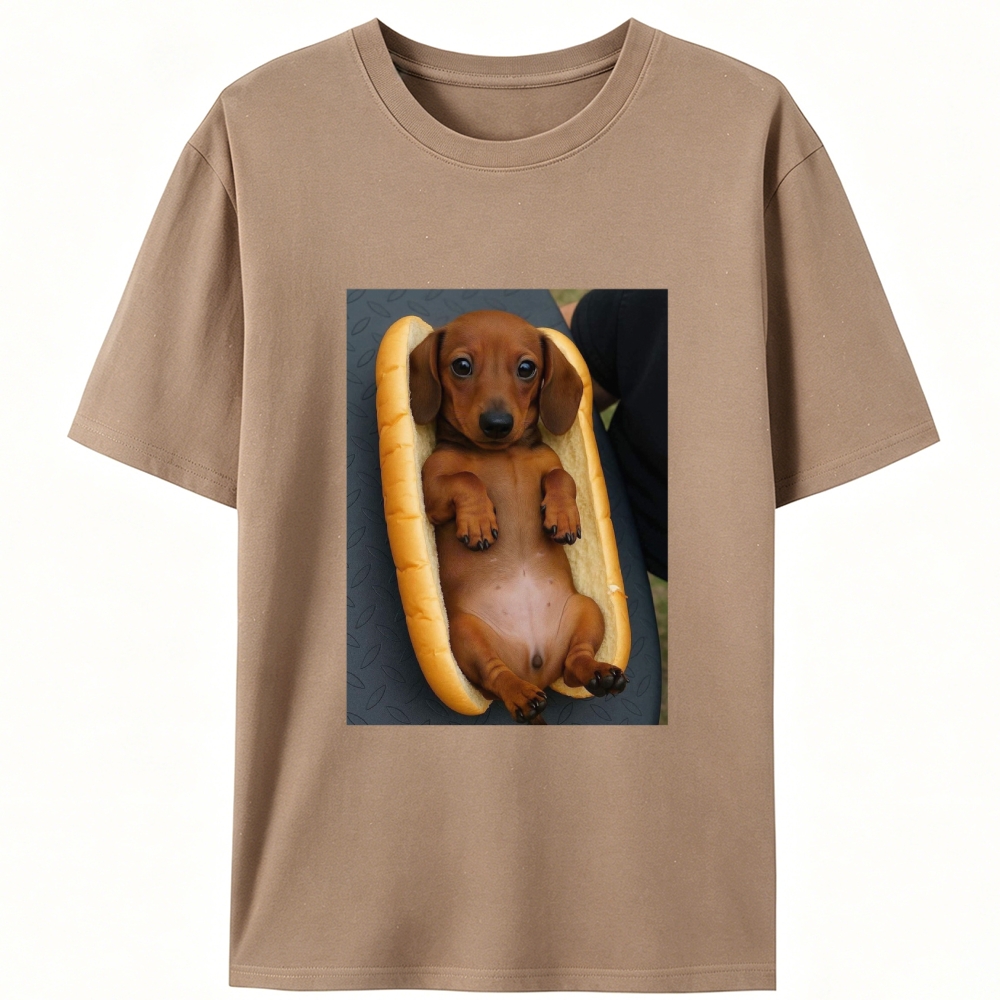 Hot Dog Dachshund Meme Retro Designed for Women - Slim Fit Cotton Tee