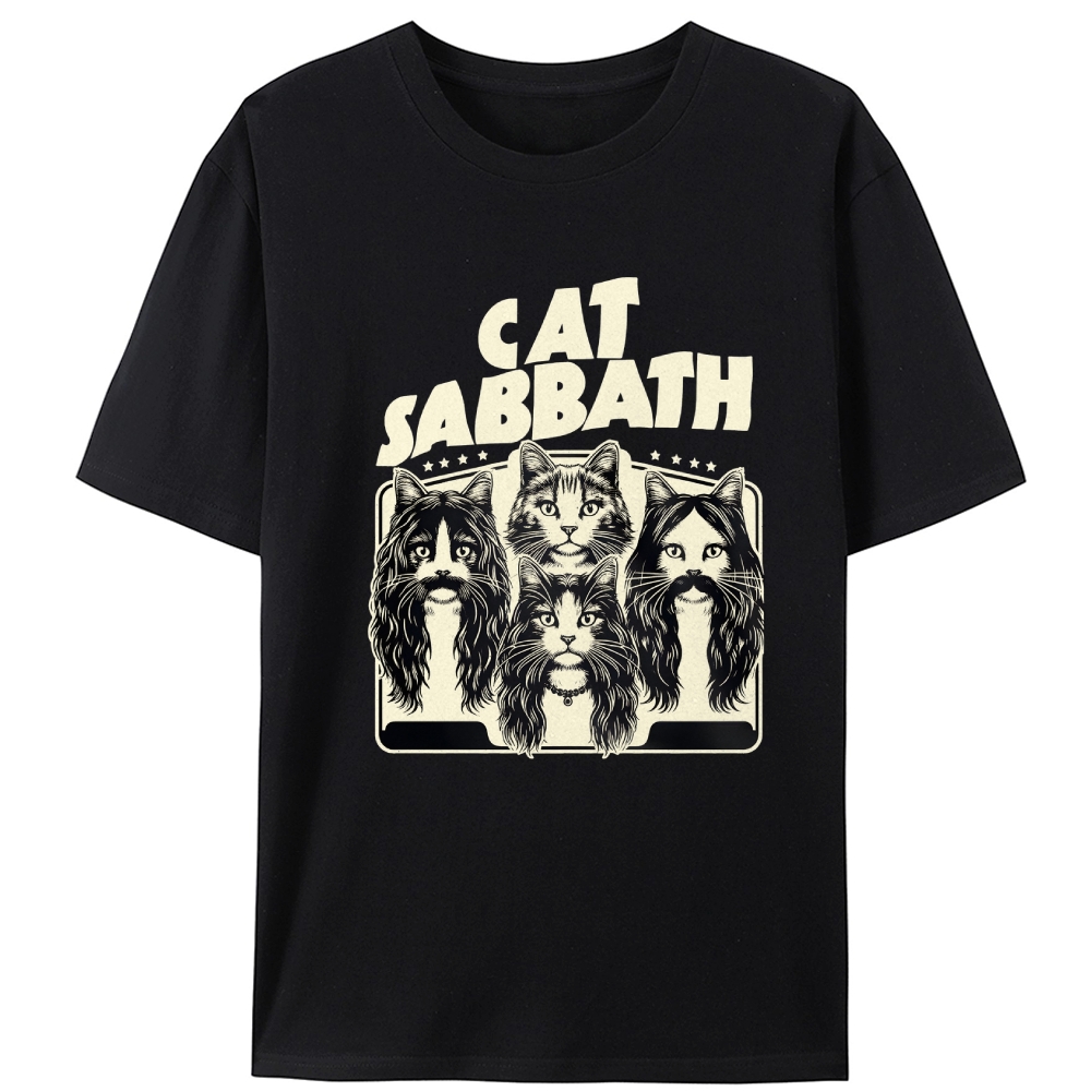 Cat Sabbath (Band Portrait) Retro Designed for Women - Slim Fit Cotton Tee