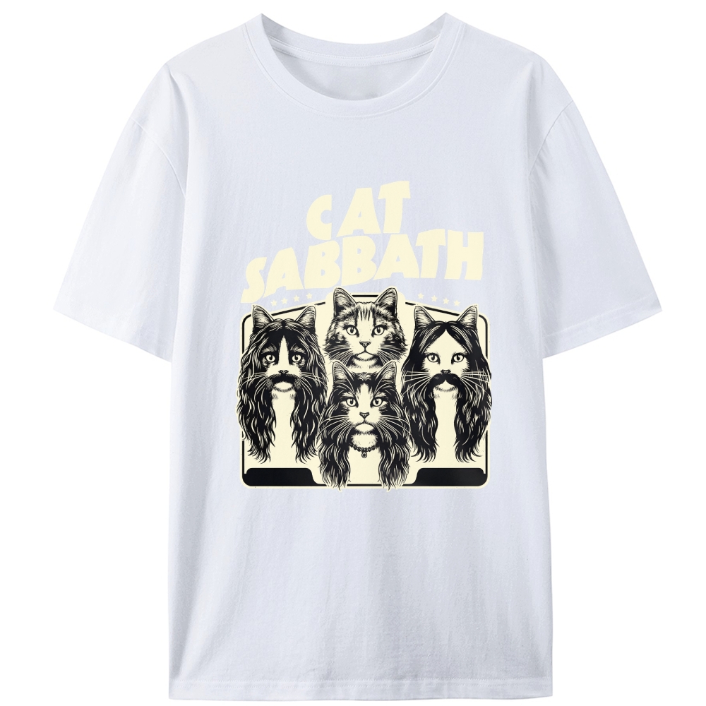 Cat Sabbath (Band Portrait) Retro Designed for Women - Slim Fit Cotton Tee