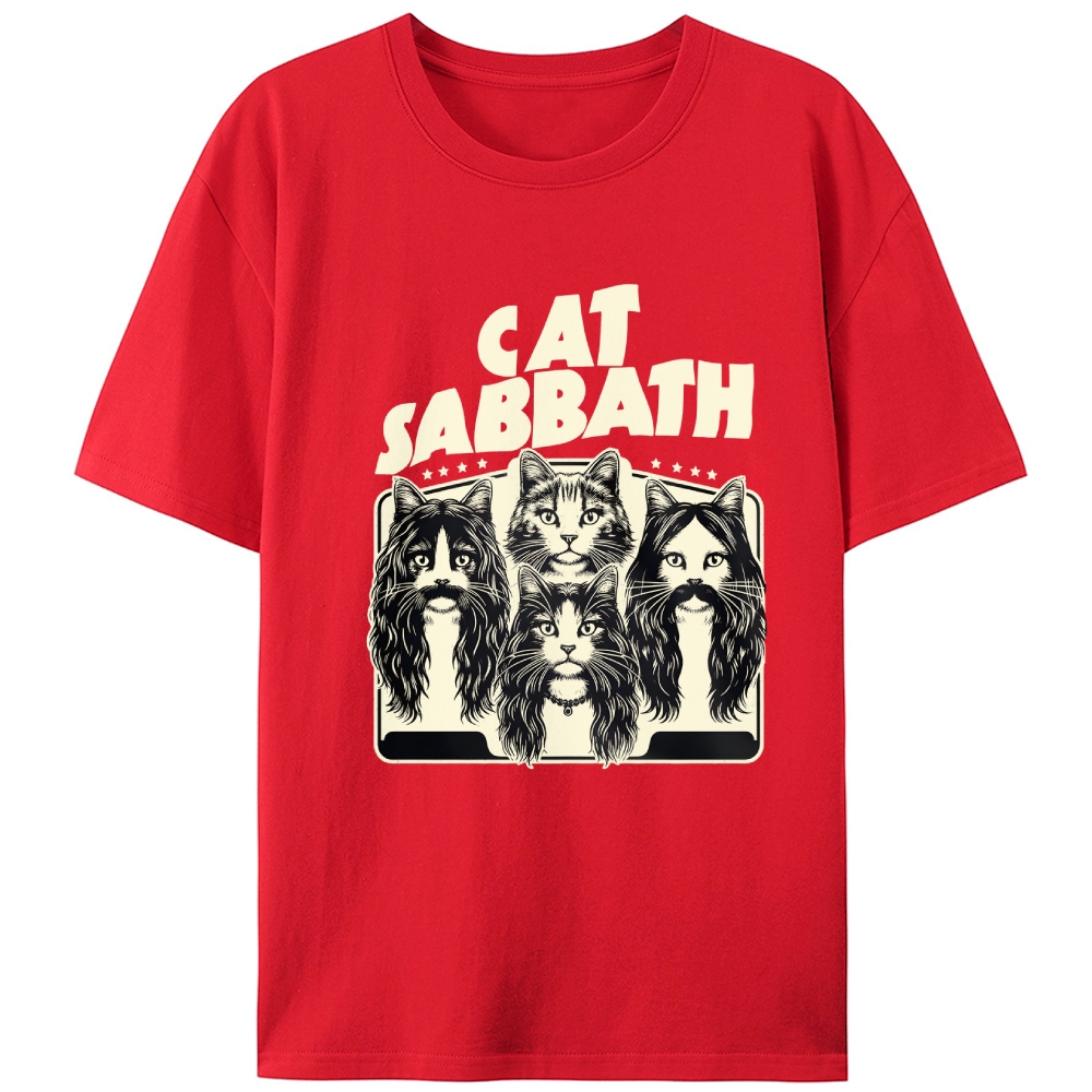 Cat Sabbath (Band Portrait) Retro Designed for Women - Slim Fit Cotton Tee