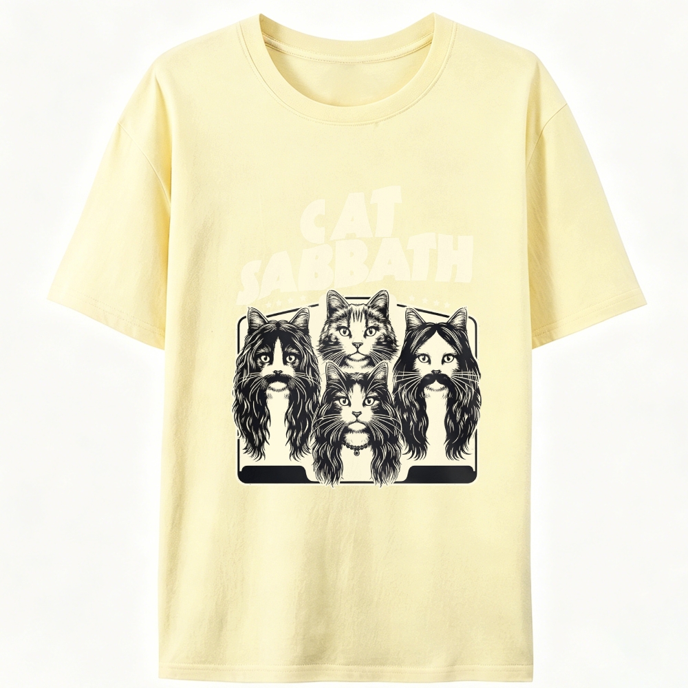 Cat Sabbath (Band Portrait) Retro Designed for Women - Slim Fit Cotton Tee