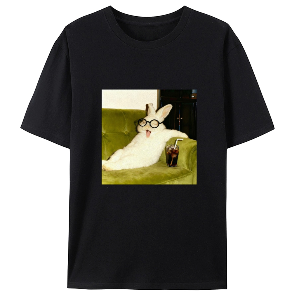 Geek Rabbit Drinking Cola Funny Retro Designed for Women - Slim Fit Cotton Tee