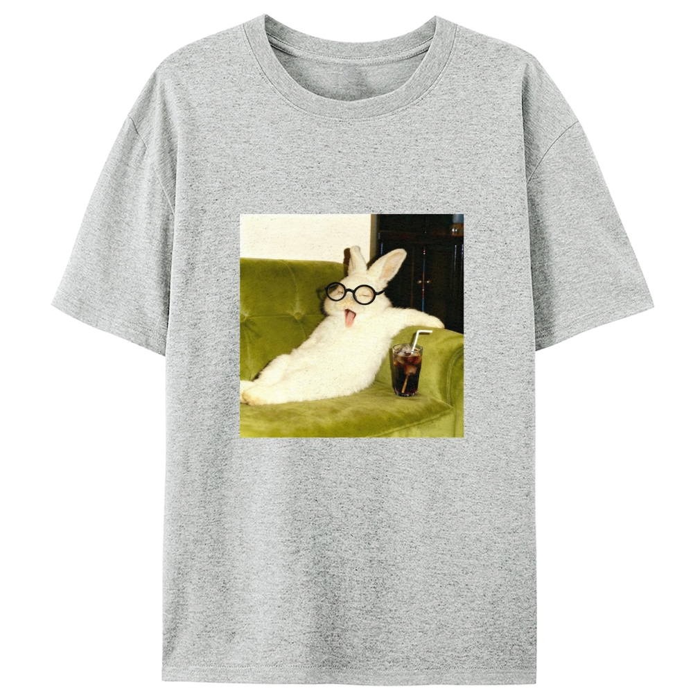 Geek Rabbit Drinking Cola Funny Retro Designed for Women - Slim Fit Cotton Tee