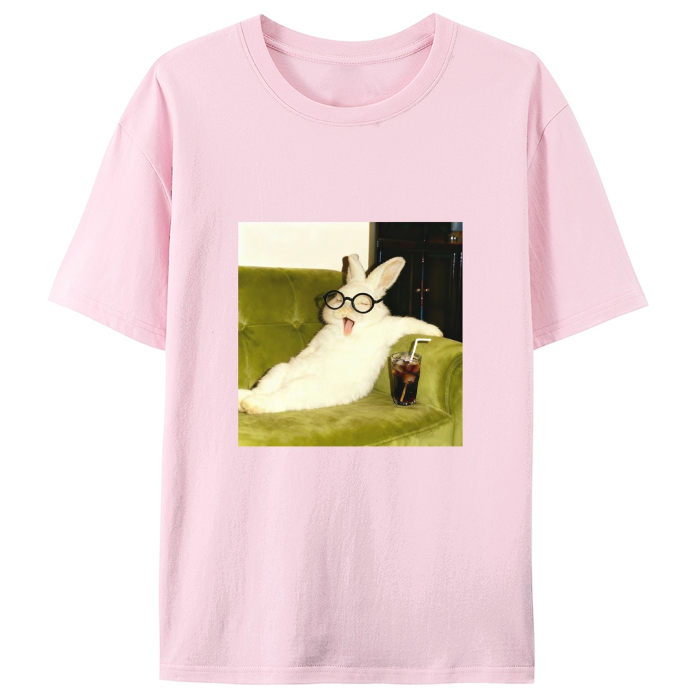 Geek Rabbit Drinking Cola Funny Retro Designed for Women - Slim Fit Cotton Tee