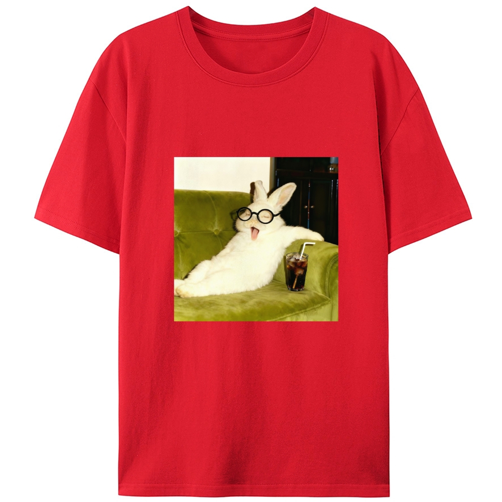 Geek Rabbit Drinking Cola Funny Retro Designed for Women - Slim Fit Cotton Tee