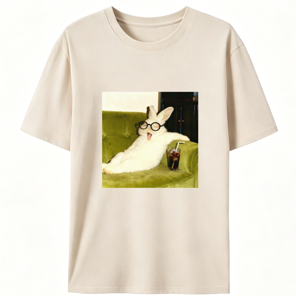 Geek Rabbit Drinking Cola Funny Retro Designed for Women - Slim Fit Cotton Tee