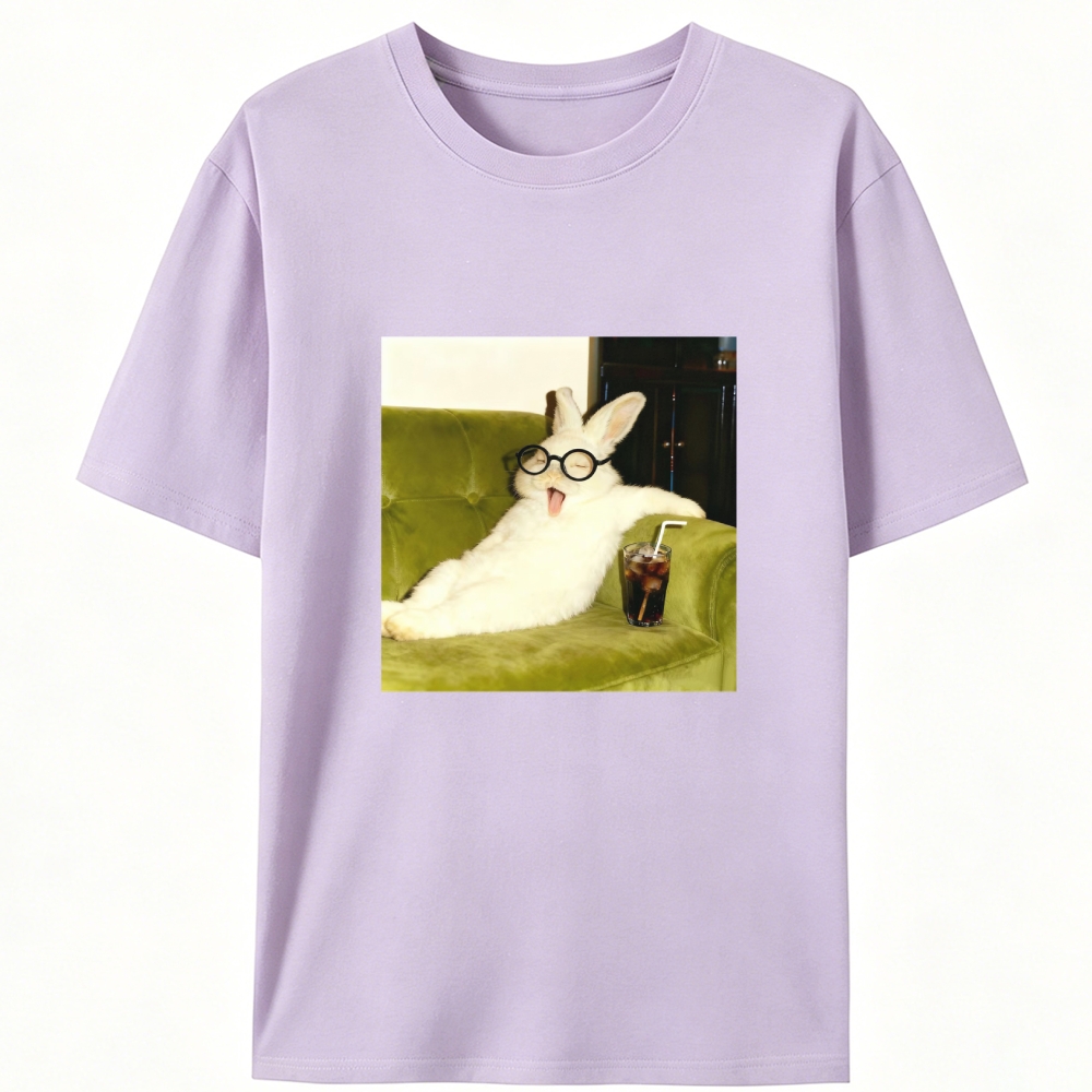 Geek Rabbit Drinking Cola Funny Retro Designed for Women - Slim Fit Cotton Tee