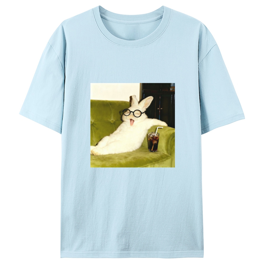 Geek Rabbit Drinking Cola Funny Retro Designed for Women - Slim Fit Cotton Tee