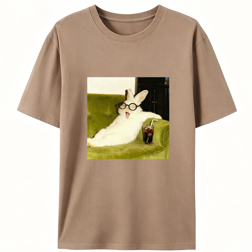 Geek Rabbit Drinking Cola Funny Retro Designed for Women - Slim Fit Cotton Tee