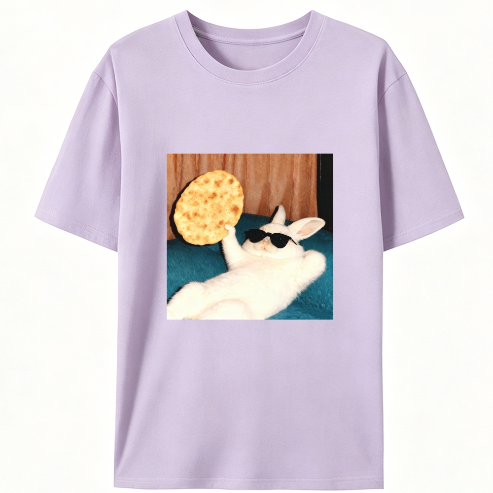 Cool Rabbit With Flatbread Meme Retro Designed for Women - Slim Fit Cotton Tee