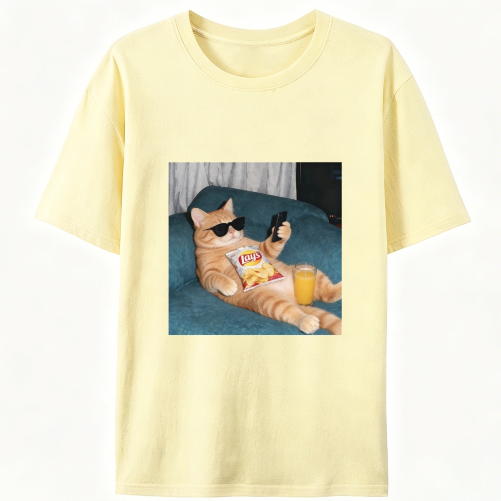 Snack Time Orange Cat Designed for Women - Slim Fit Cotton Tee