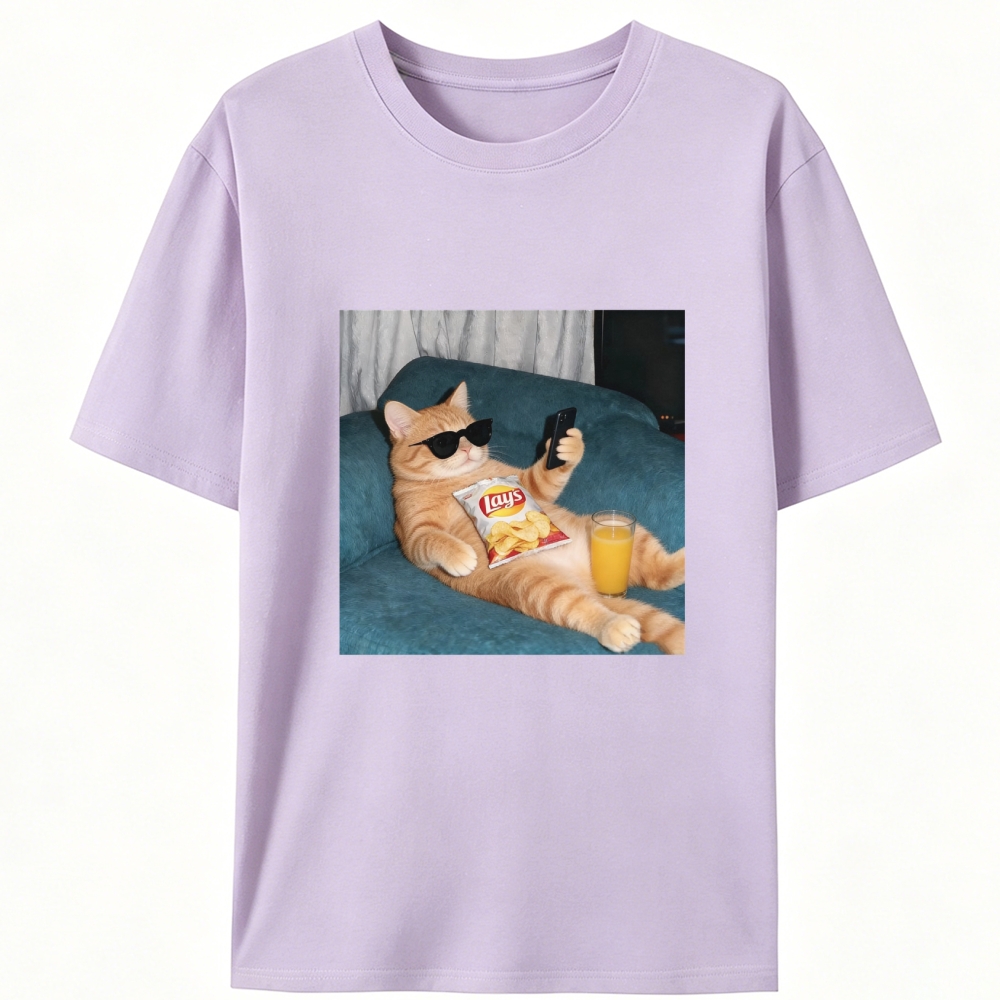 Snack Time Orange Cat Designed for Women - Slim Fit Cotton Tee