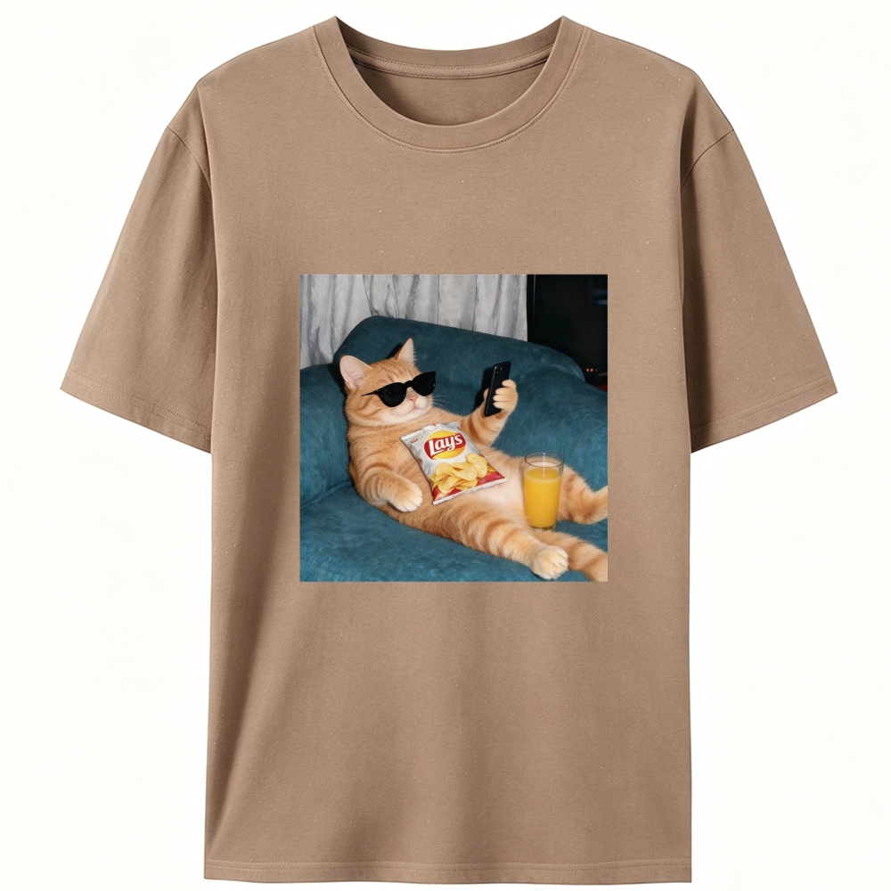 Snack Time Orange Cat Designed for Women - Slim Fit Cotton Tee