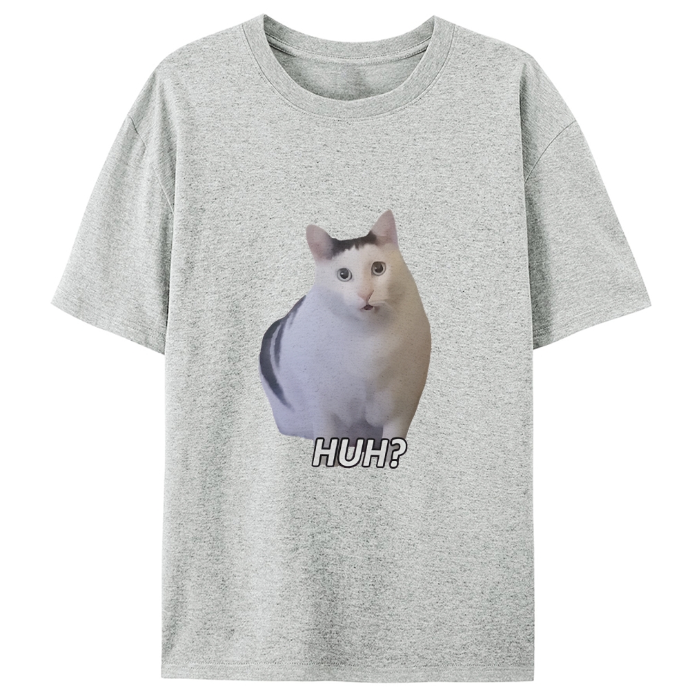 Cat "HUH?" Meme Retro Designed for Women - Slim Fit Cotton Tee